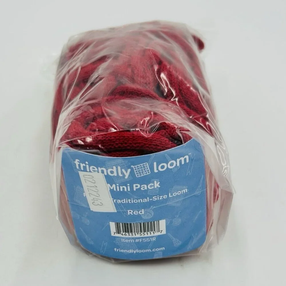 Friendly Loom 7” Traditional-Sized Red Potholder Weaving Loops Mini Bag